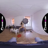 Virtual reality nude striptease with lady in red Polina frame 7